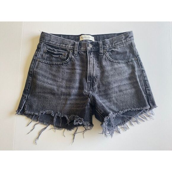 Abercrombie & Fitch Pants - Abercrombie & Fitch‎ Shorts Womens 26 Black Mid Rise Boyfriend Cut Off Denim